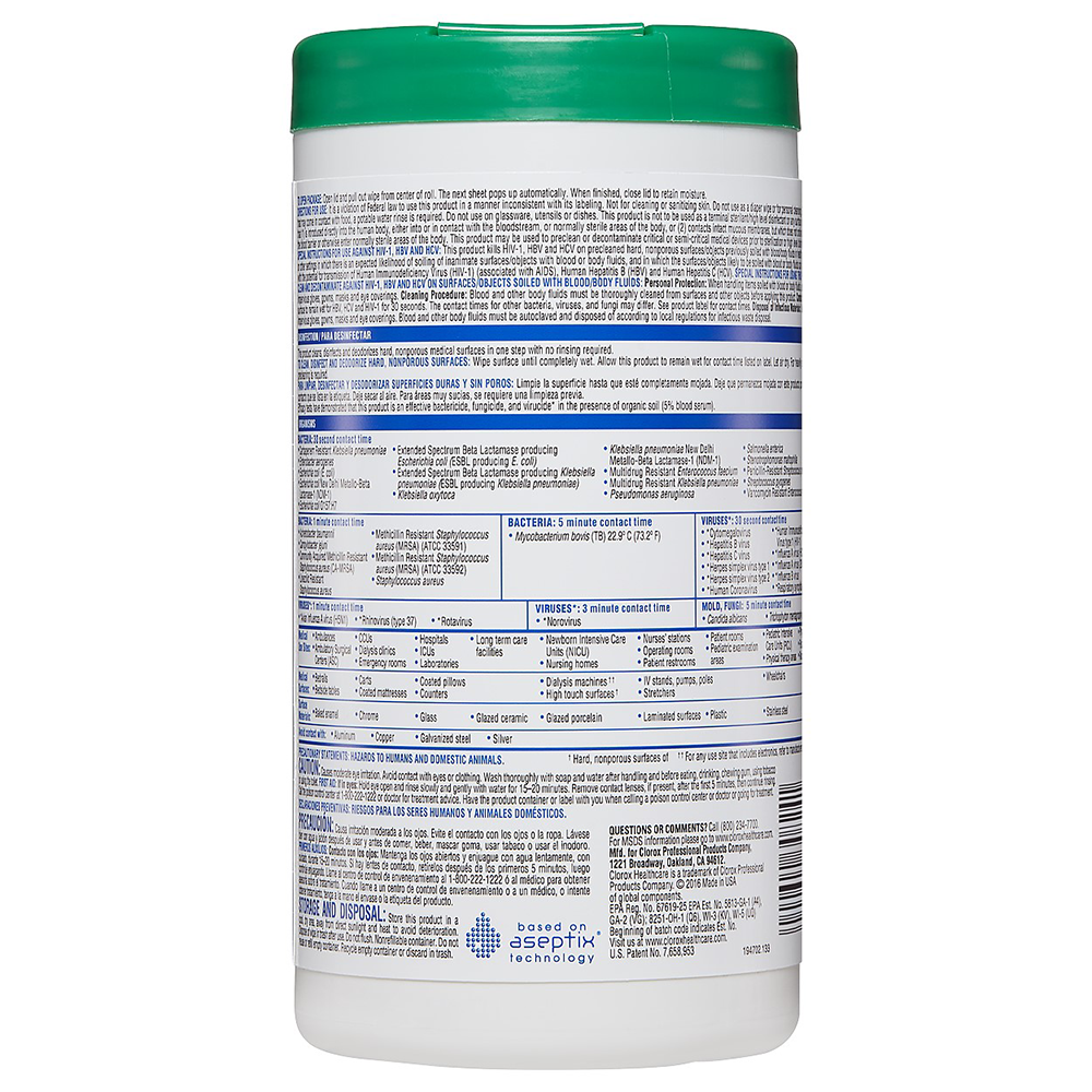 Clorox Healthcare Hydrogen Peroxide Wipes | 95 Wipes per Tub