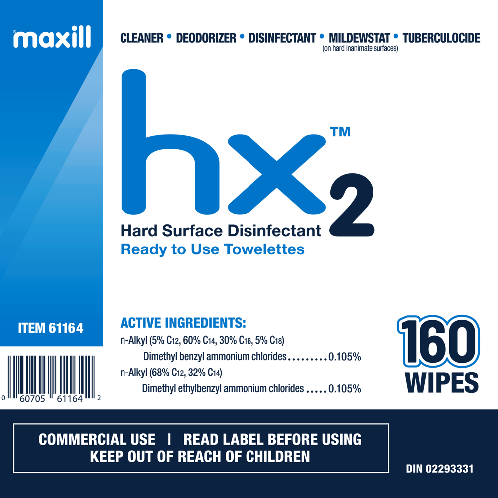 Maxill HX2 Hard Surface Disinfectant Wipes 160 Wipes — C6.ca