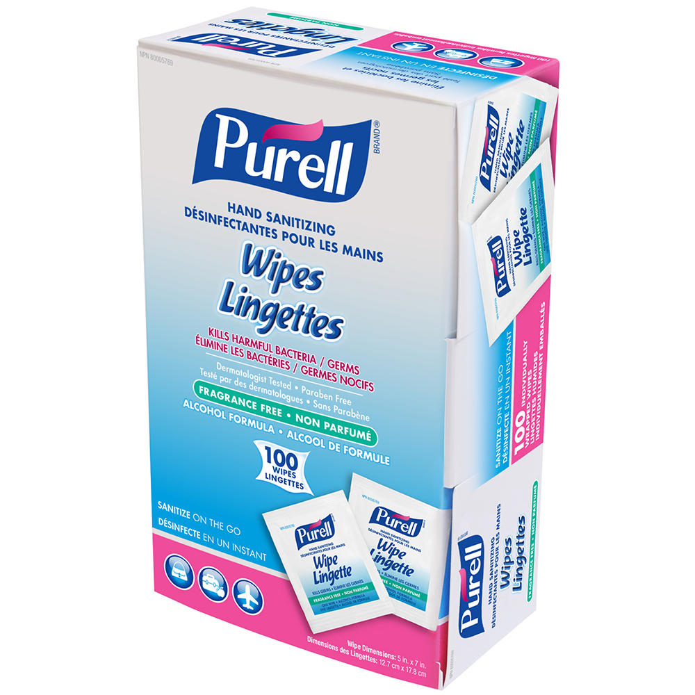Purell Sanitizing Hand Wipes | 100 Individually-Wrapped Wipes per Box
